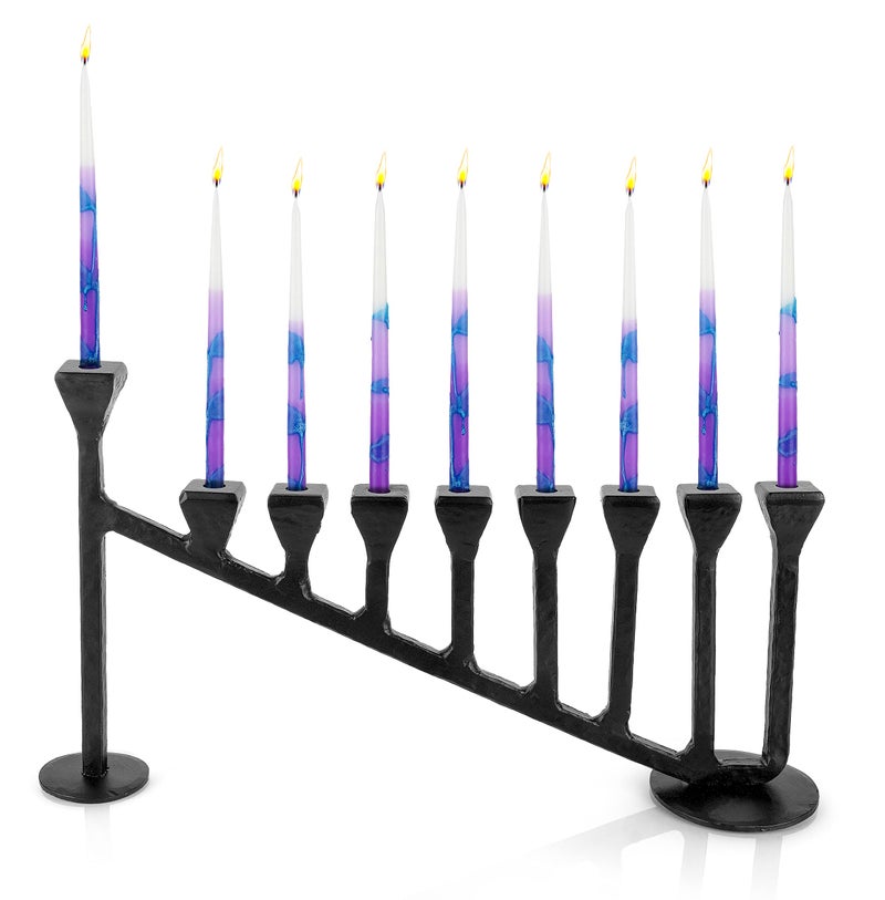Stur-De Hanukkah Menorah 9-Branch Hanukiah - Decorative Menorahs for Chanukah, Handcrafted Iron Candlestick Holder - Compatible with Small Menorahs Hannukah Candles (MD25006) - Image 1